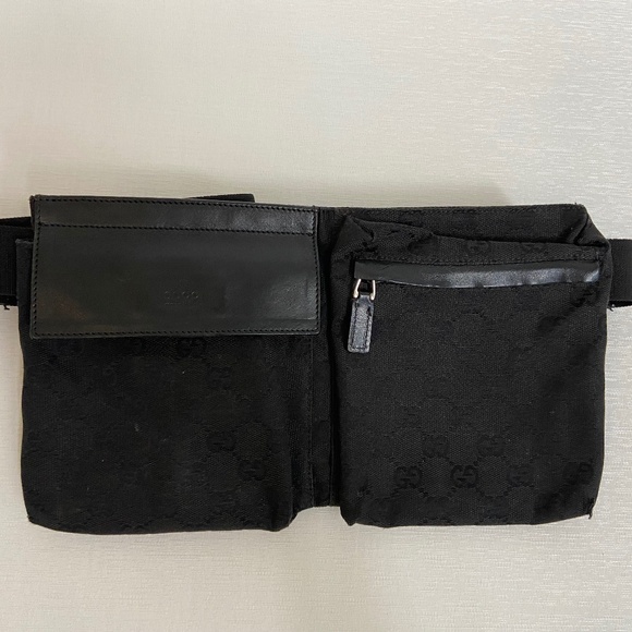 Authentic Gucci Black Canvas and Leather Belt Bag | Unisex Fanny Pack, Waist Bag - Picture 1 of 14